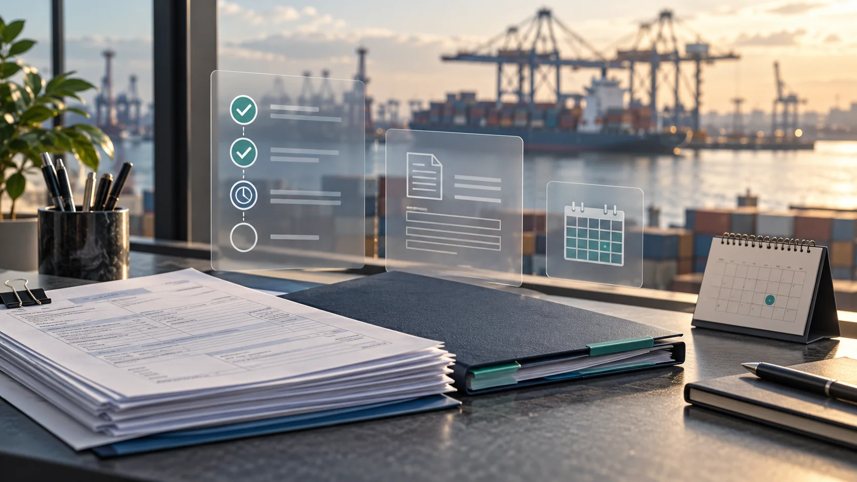 Documentos de importação e indicadores conceituais de acompanhamento de autorizações diante de um porto